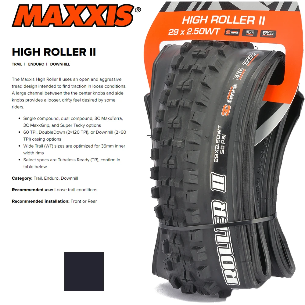 MAXXIS HIGH ROLLER Ⅱ MTB Bicycle Tire Tubeless 29x2.50 29x2.30 27.5x2.50 27.5x2.40 RIMS 29 27.5 Mountain Bike Tyre Accessories