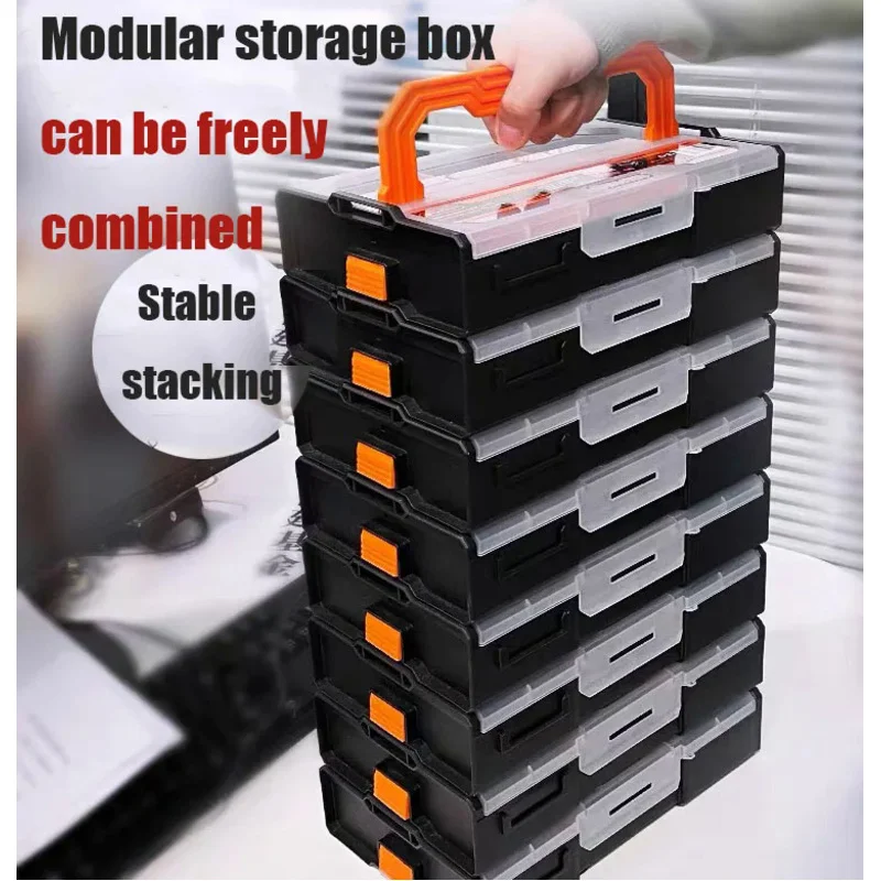 Protable Stacked Toolbox Parts Storage Boxes Multi-grid Tool box Screw Organizer Plastic Tool Case Hardware Tools Organizer