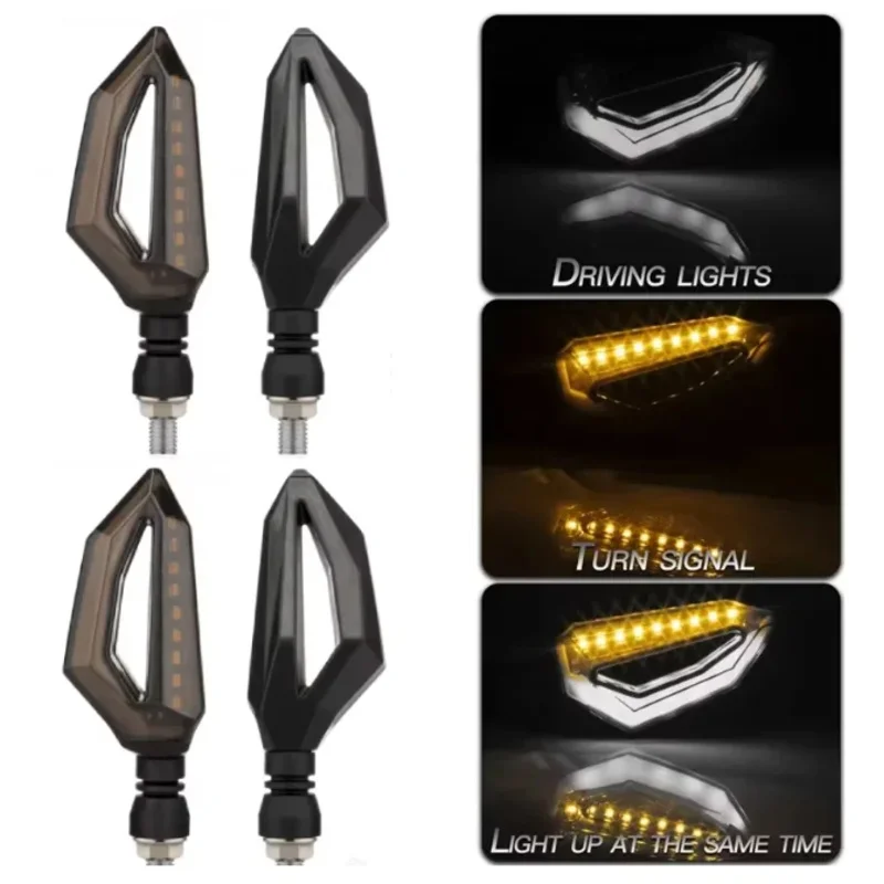 4PCS Arrow Motorcycle Turn Signals Lights Universal 15 LED Blinkers Indicators Compatible with Honda Yamaha Suzuki