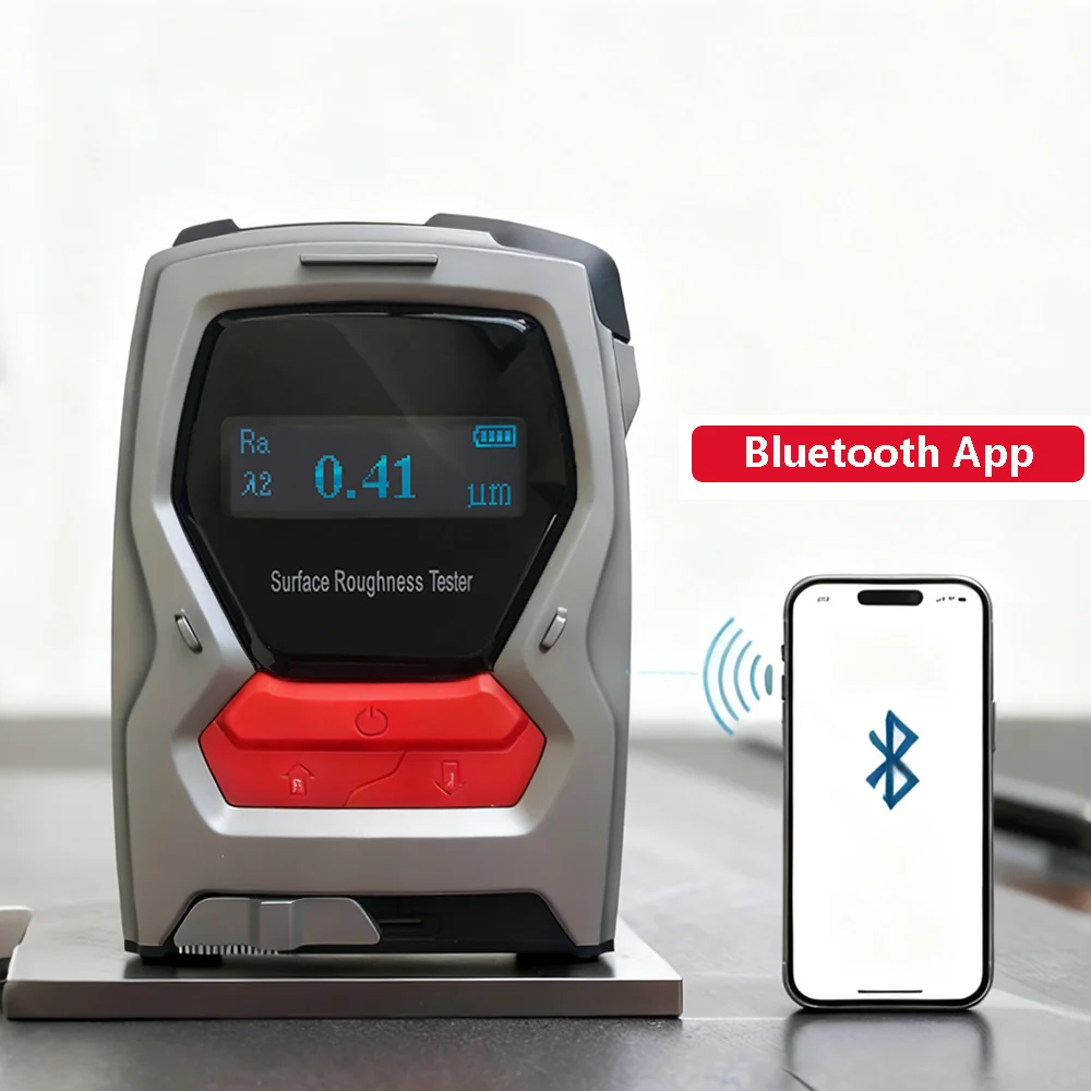 Bluetooth APP Surface Roughness Gauge Ra Rz Rq Rt Portable Surface Roughness Tester Machine 20-hour Life, Auto-sleep
