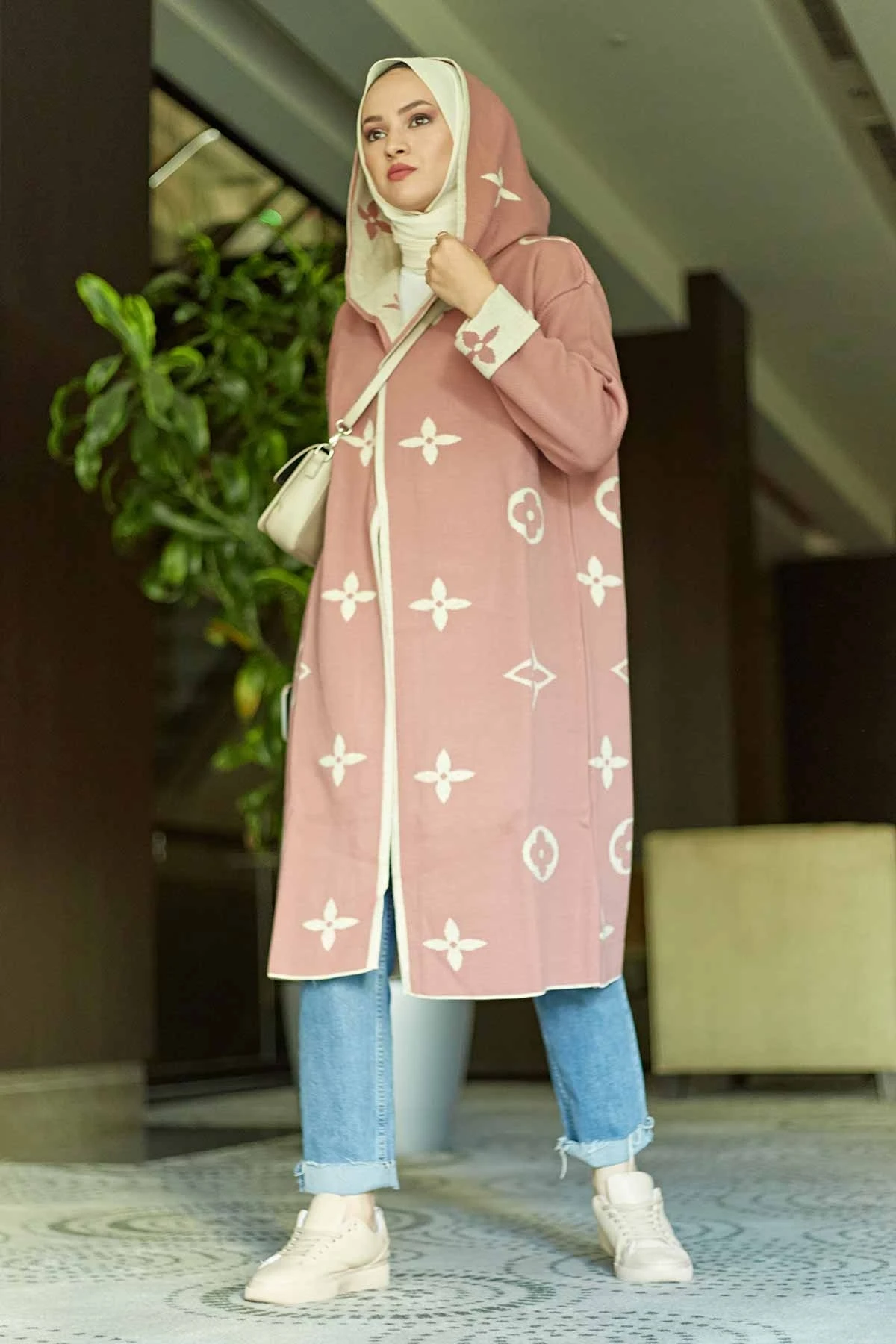 Hooded Cardigan-Gülk.-Mink Winter Autumn 2021 Muslim Women Hijab headscarf Islamic Turkey