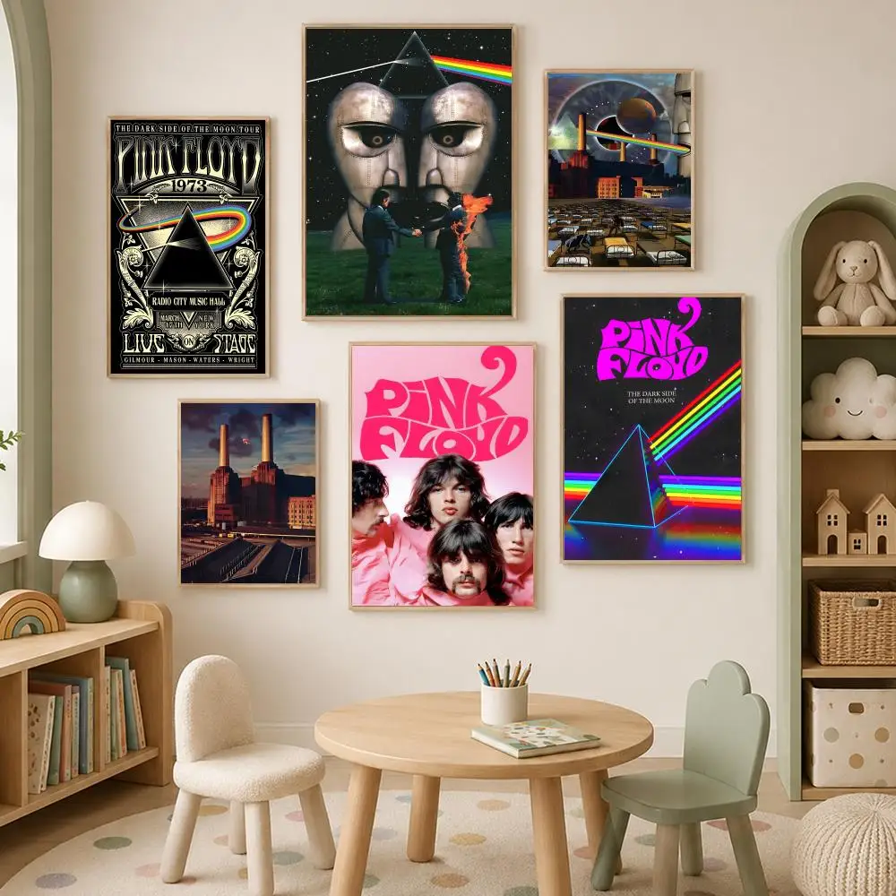 Band P-Pink Floyd Poster Self-Stick HD PP Paper Wall Art Poster, Waterproof Decor for Bedroom, Living Room and Home