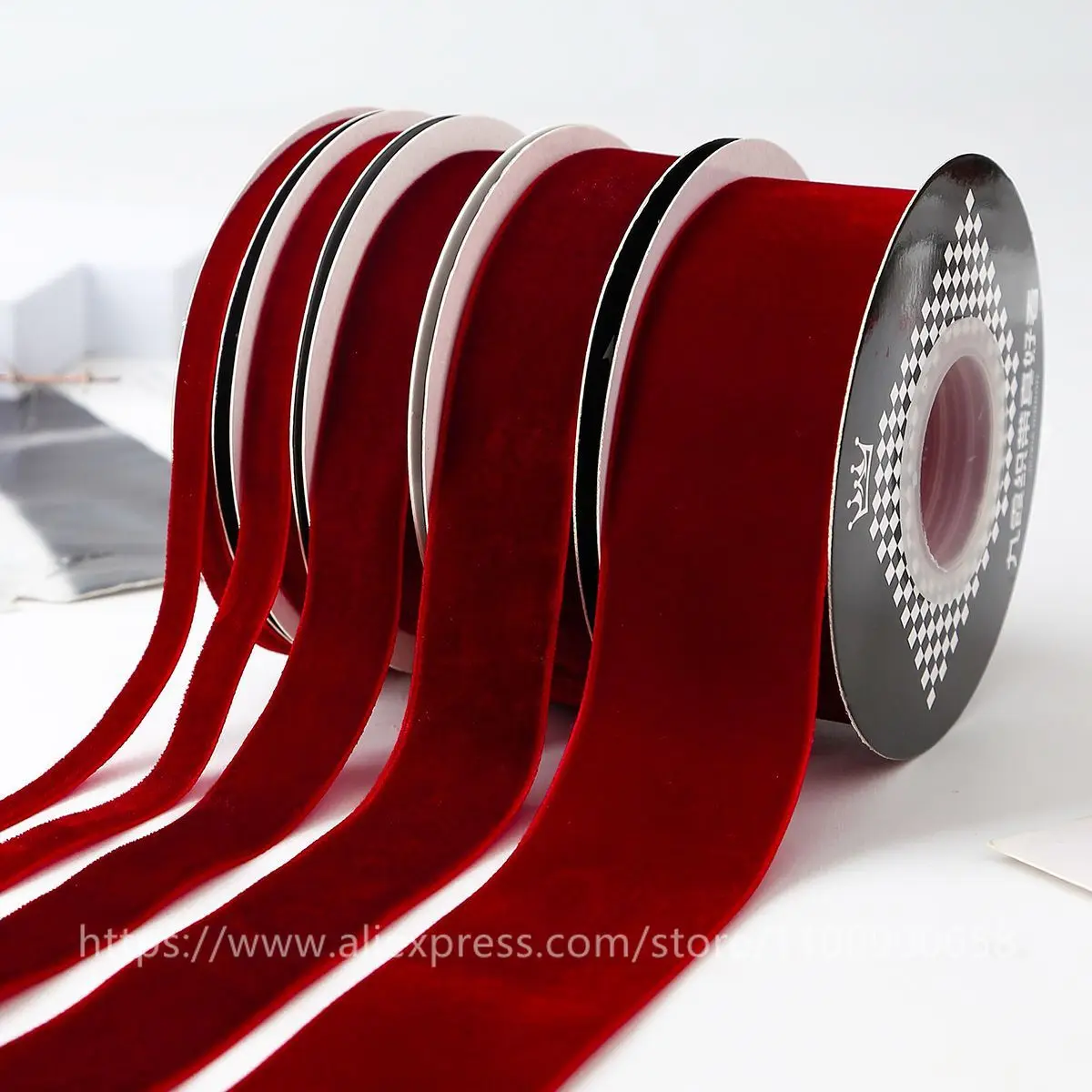 25Yards(5Roll) New Bordeaux Velvet Ribbon Roll Handmade DIY Bow Gift Packaging Ribbon Christmas Decoration .Festive Hot Items