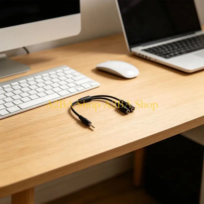 A2BA Strong 1/8 Unit Single Y Splitter Wire Male To 2 Female 30cm Length Golden Coated For equipment Speakers