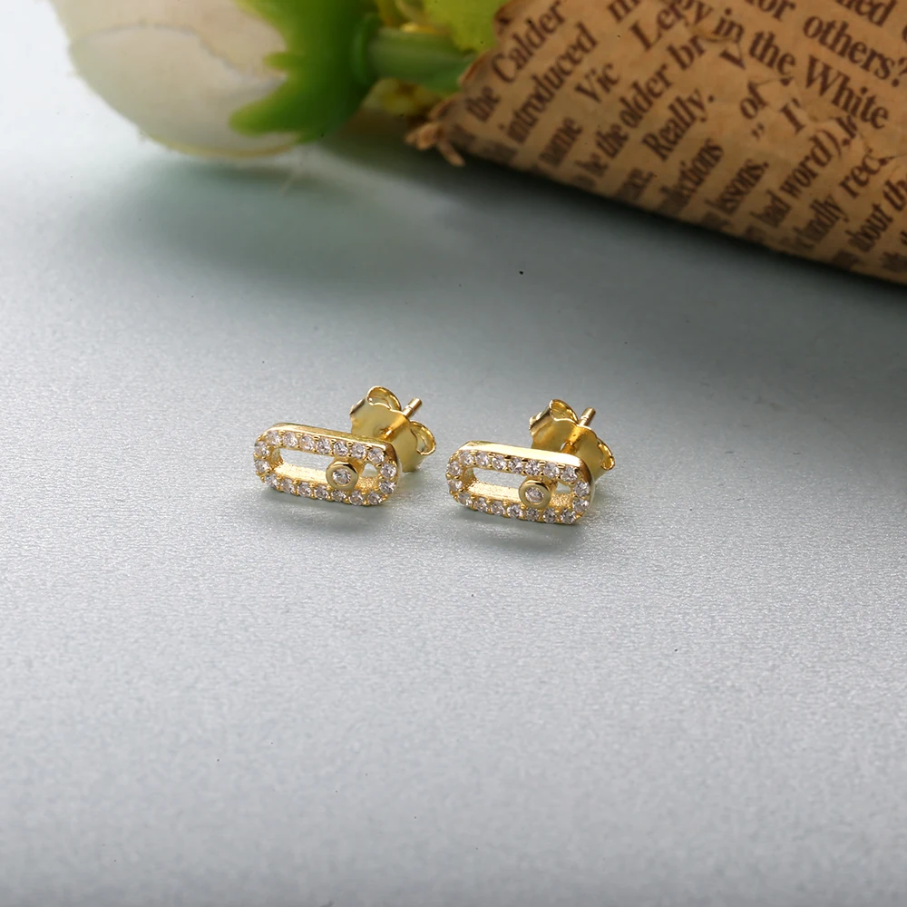 925 Sterling Silver Mini No-Move Stone Women Stud Earring High Quality Zircon Oval Earrings Fine Femme Trendy Minimalist Jewelry view 2