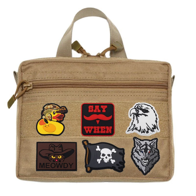 Outdoor Bag Accessories Luminous Little Duck Morale Badge Tree of Life Skull Night Vision Tactical Wolf Dog Pilot PVC Hook Patch