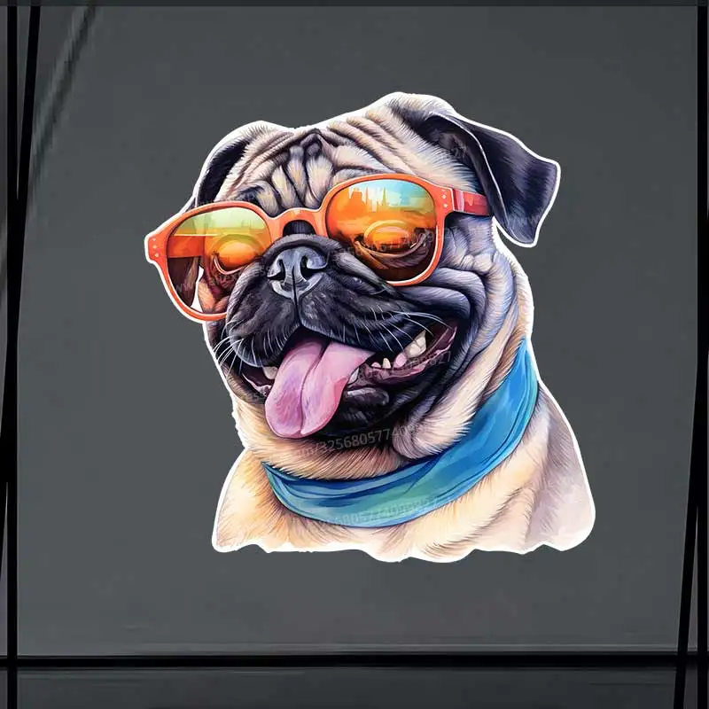 

Funny Pug Car Sticker Decal Vinyl Detachable Waterproof Outdoor Car Bumper Window Notebook Computer Decoration Auto Parts SH1156