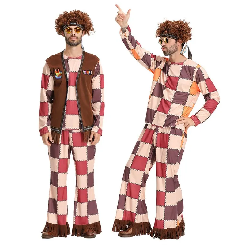 

Halloween Costume Retro Hippie Company Year End Party Bar Nightclub 70s Disco Women's Ethnic Wear Stage Costume Polyester