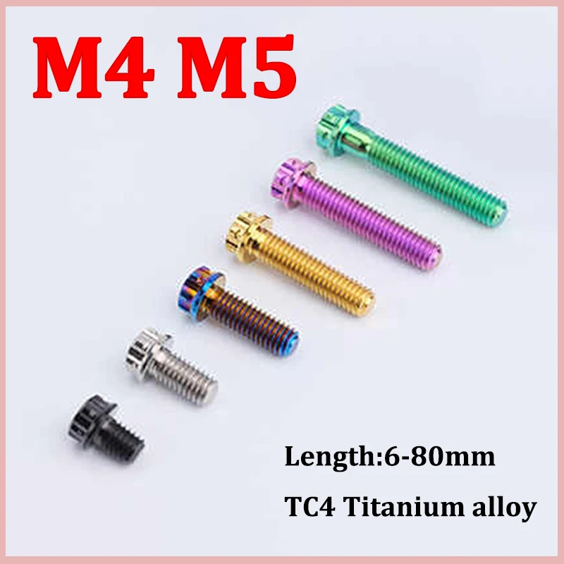 2pcs Titanium Bolts Flange Inner Plum Motorcycle Screw M4 M5 x 6 8 10 12 14 16 18 20 22 25 28 30 35 40 45 50 55 60 65 70 75 80mm