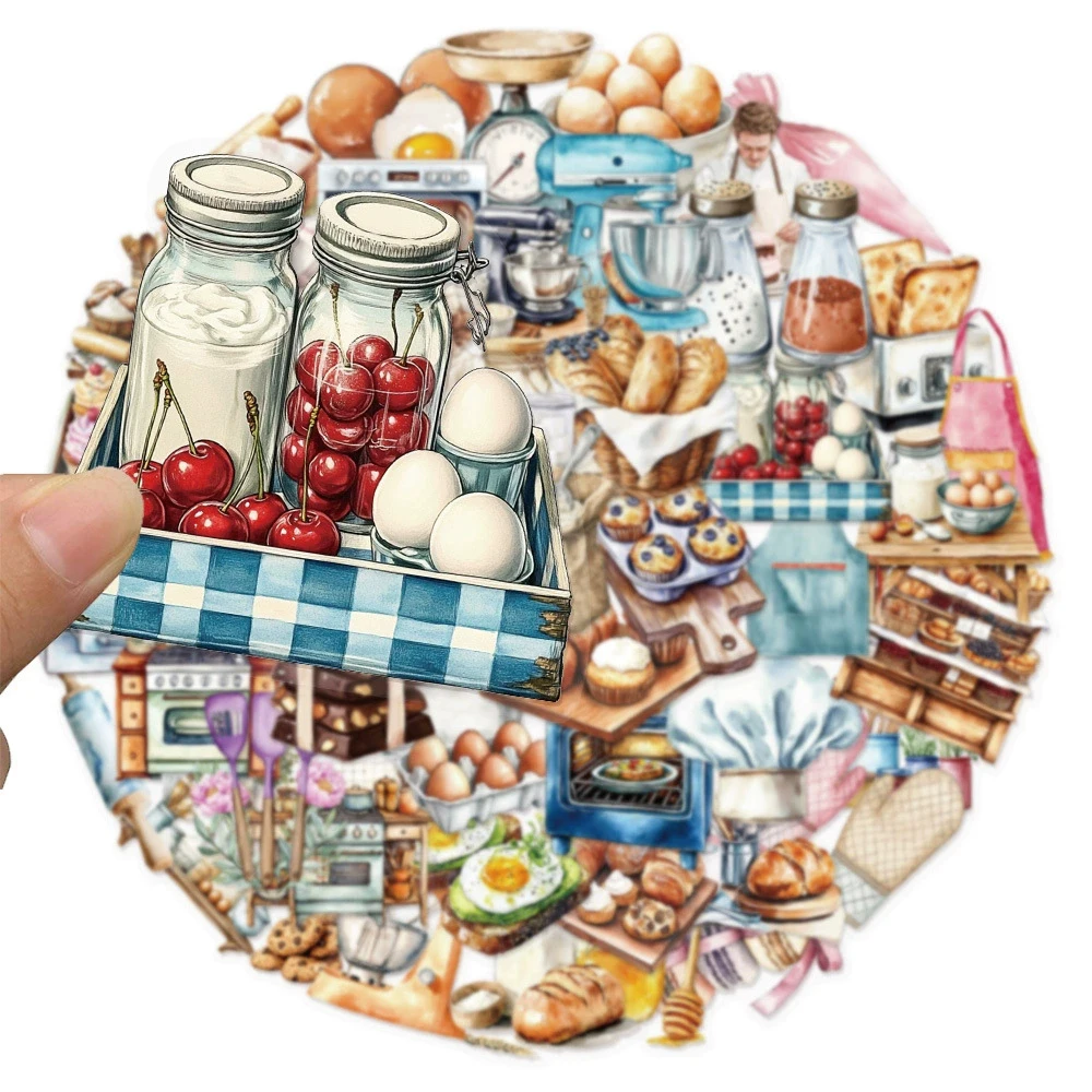 

10/30/50pcs Transparent Baking Theme Cartoon Stickers Cute Bread Dessert Decals Decoration DIY Luggage Phone Laptop Sticker Toys