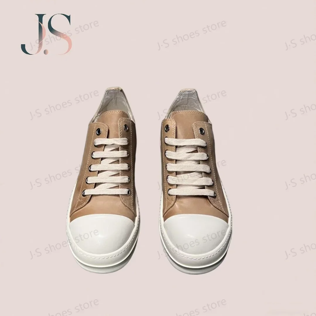 Ro الفاخرة الجمل اللون الجلود منخفضة أعلى حذاء الجمل جلد البقر حذاء رجالي النساء حذاء رياضة كاجوال الدانتيل يصل أحذية رياضية