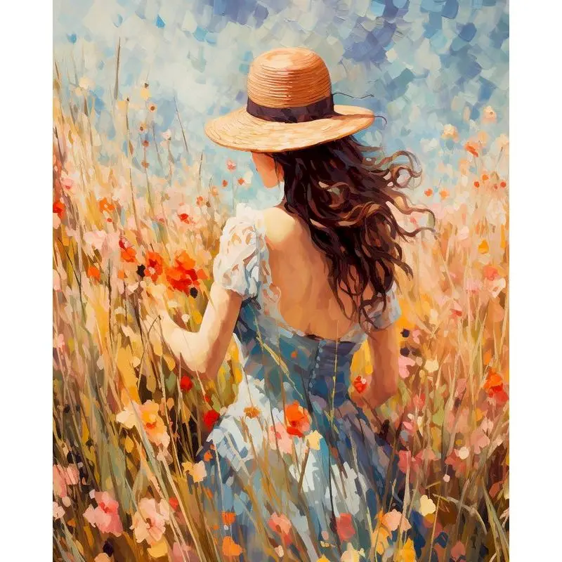 صورة RUOPOTY مع أرقام إكليل الزهور تلوين الجمال حسب الرقم فن الديكور أرقام ذاتية الصنع اللوحة تأثيث المنزل الديكور