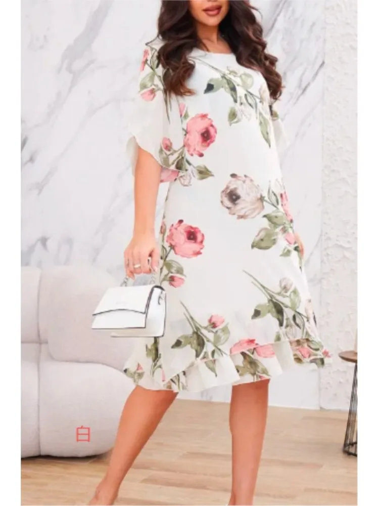 

2025 New E Round Neck Fashionable Printed Chiffon Women's Dress New Hot Sale Of The Season Style Elegant Simple Chinese Dress