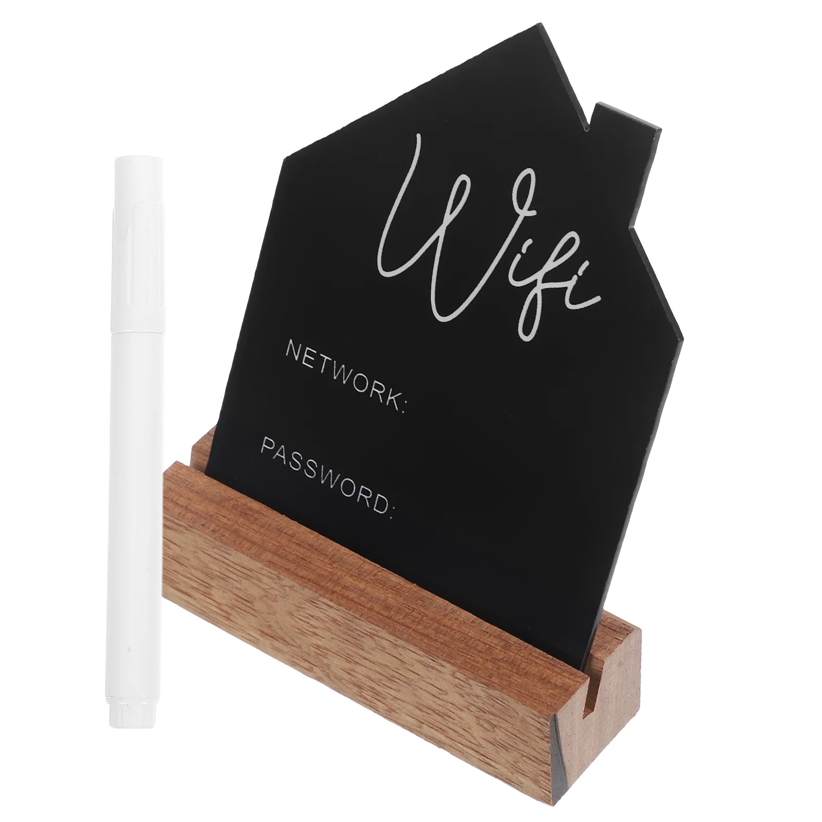 شكل واي فاي كلمة المرور تسجيل للكتابة قابل للمسح سبورة خشبية المنزل غرفة الضيوف عرض لوحة تسجيل واي فاي أنيقة #5
