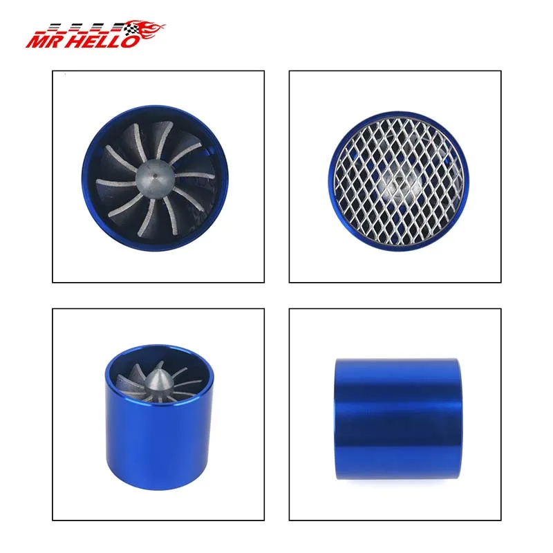 Car Air Intake Turbonator, 55mm Single Fan Turbo Engine, Turbine Super Charger Gas Fuel Saver Turbo