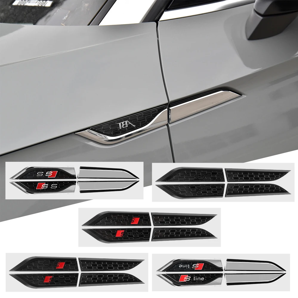 2pcs ABS Car Body Fender Side Wing Emblem Sticker Auto Accessories For AUDI SLINE S5 RS5 ABT A3 A4 B5 B7 B9 A5 A6 C6 C7 A7 C5