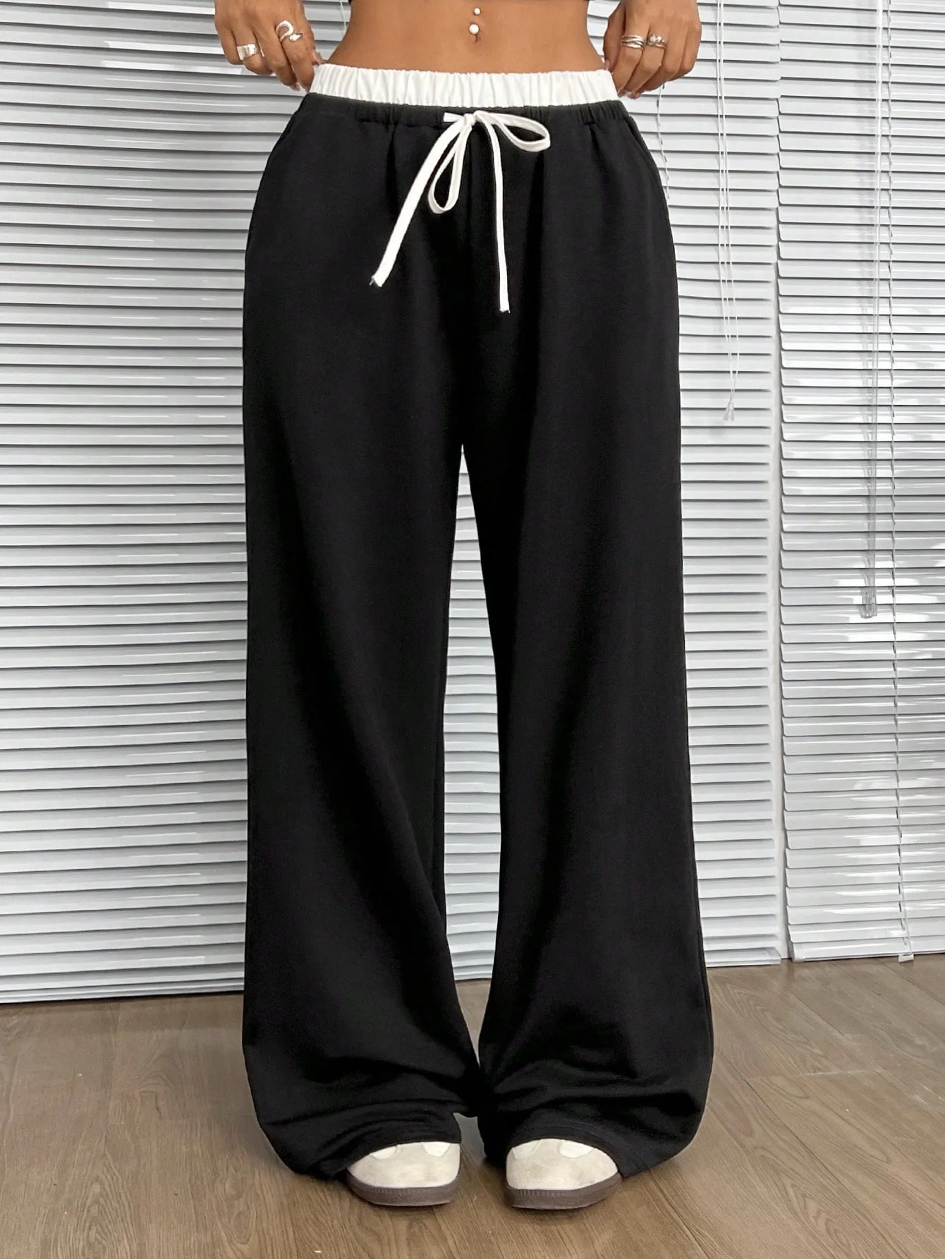 BKLD 2025 Simple Straight Leg Casual Trousers Autumn And Winter Loose Elastic Waist Floor Length Pants Clothes For Women