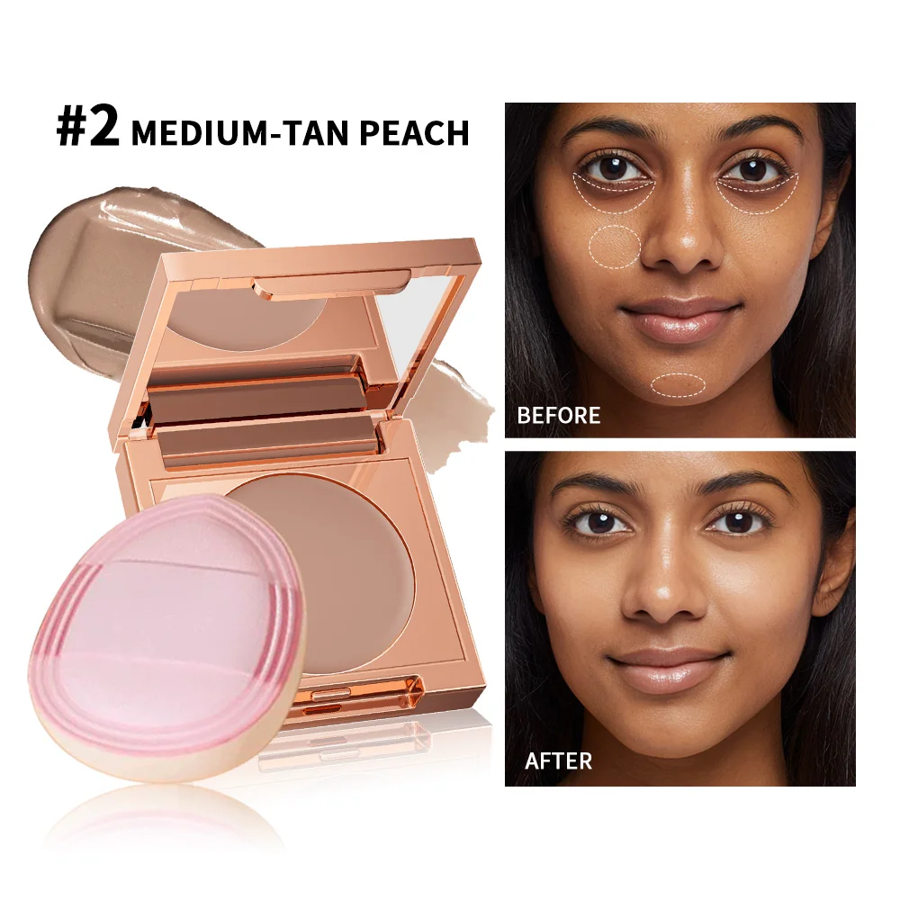 Colored CC Undereye Corrector Concealer With Puff Cover Dark Circles Acne Pores Long Lasting Eyes Korean Makeup Brightening Skin