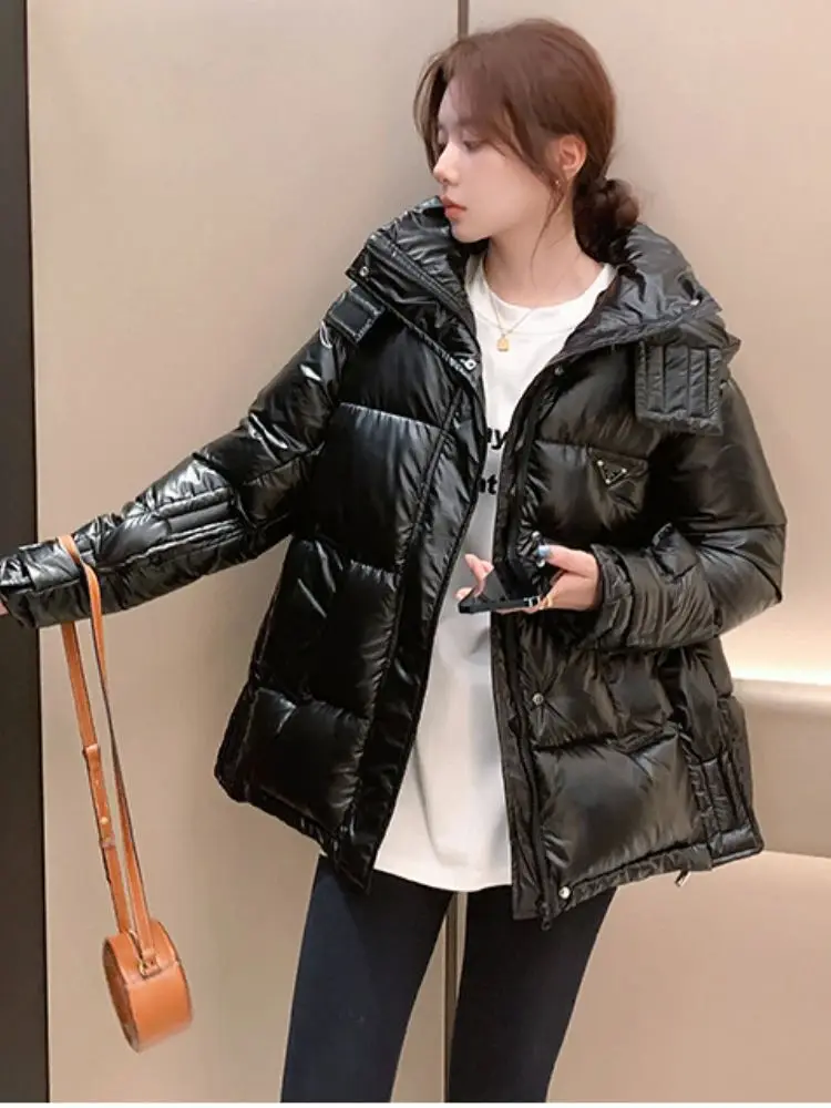 Forerun Oversized Hooded Bubble Coat Glossy Winter Puffer Jaet Women's down Jaet Camel Fur Fill Autumn 2023 Collection