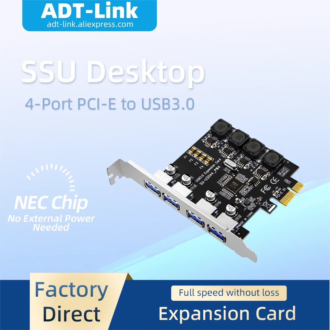 USB 3.0 PCIe X1 4 Port Expansion Card NEC Renesas Chip 5Gbps PCI Express USB Hub Controller Adapter Self Powered for PC