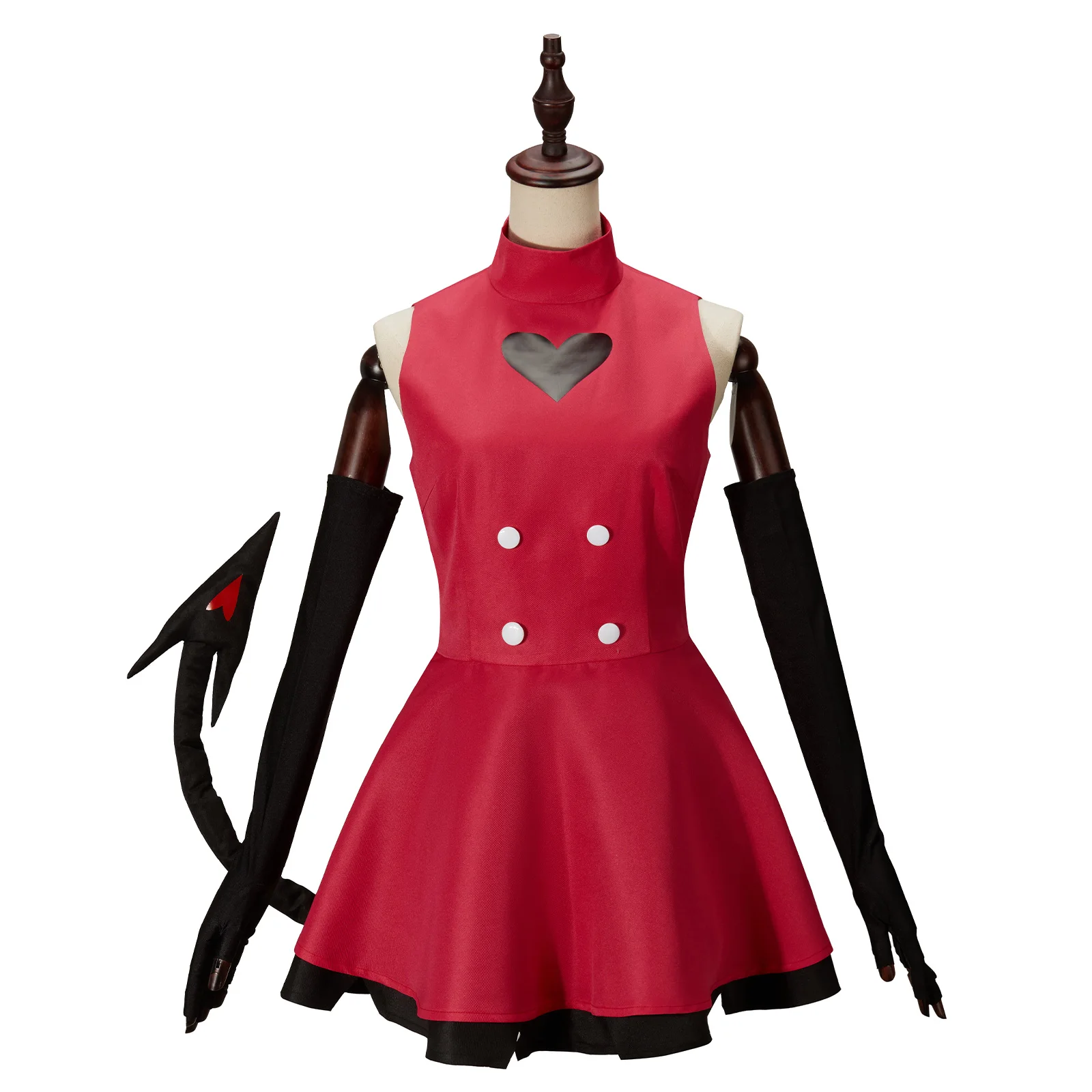 Charlie Cosplay Kostuum Rood Uniform Met Handschoenen Stropdas Halloween Carnaval Party Outfit