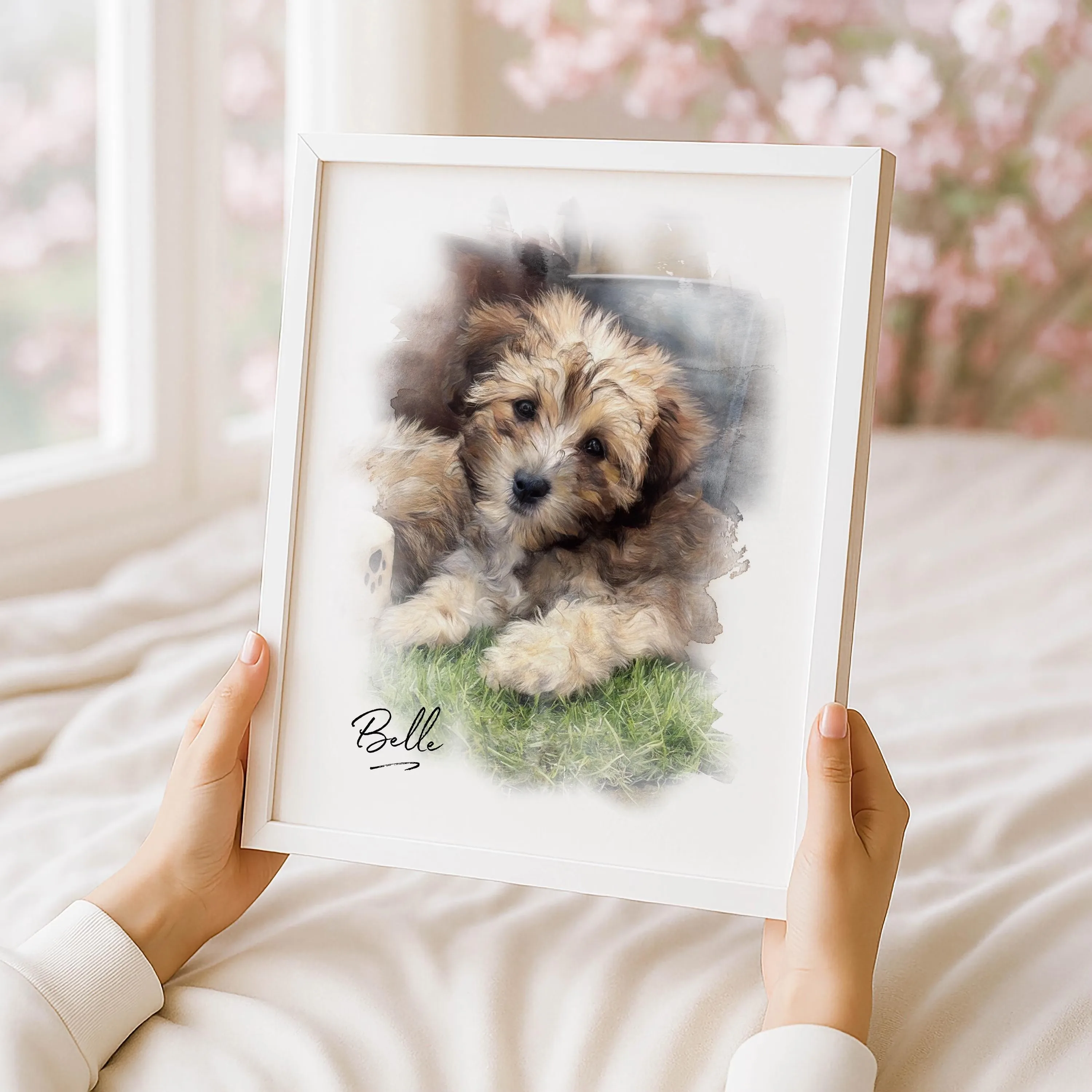 Personalized Pet Portraits Photo Name Custom Dog Cat Painting Gift Memorial Decorative Wall Art Custom Canvas Print Posters