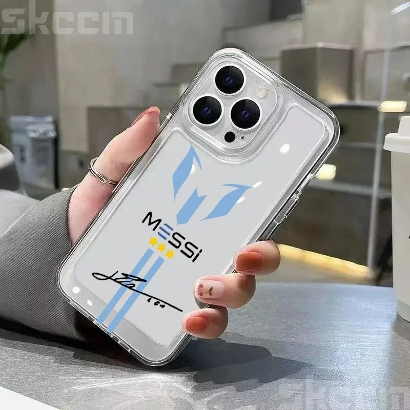 MESSi-funda de teléfono transparente de fútbol para iPhone 15, 16, 14, 13, 12, 11 Pro Max Mini X XS XR 7, 8, 15 Plus, funda suave a prueba de golpes
