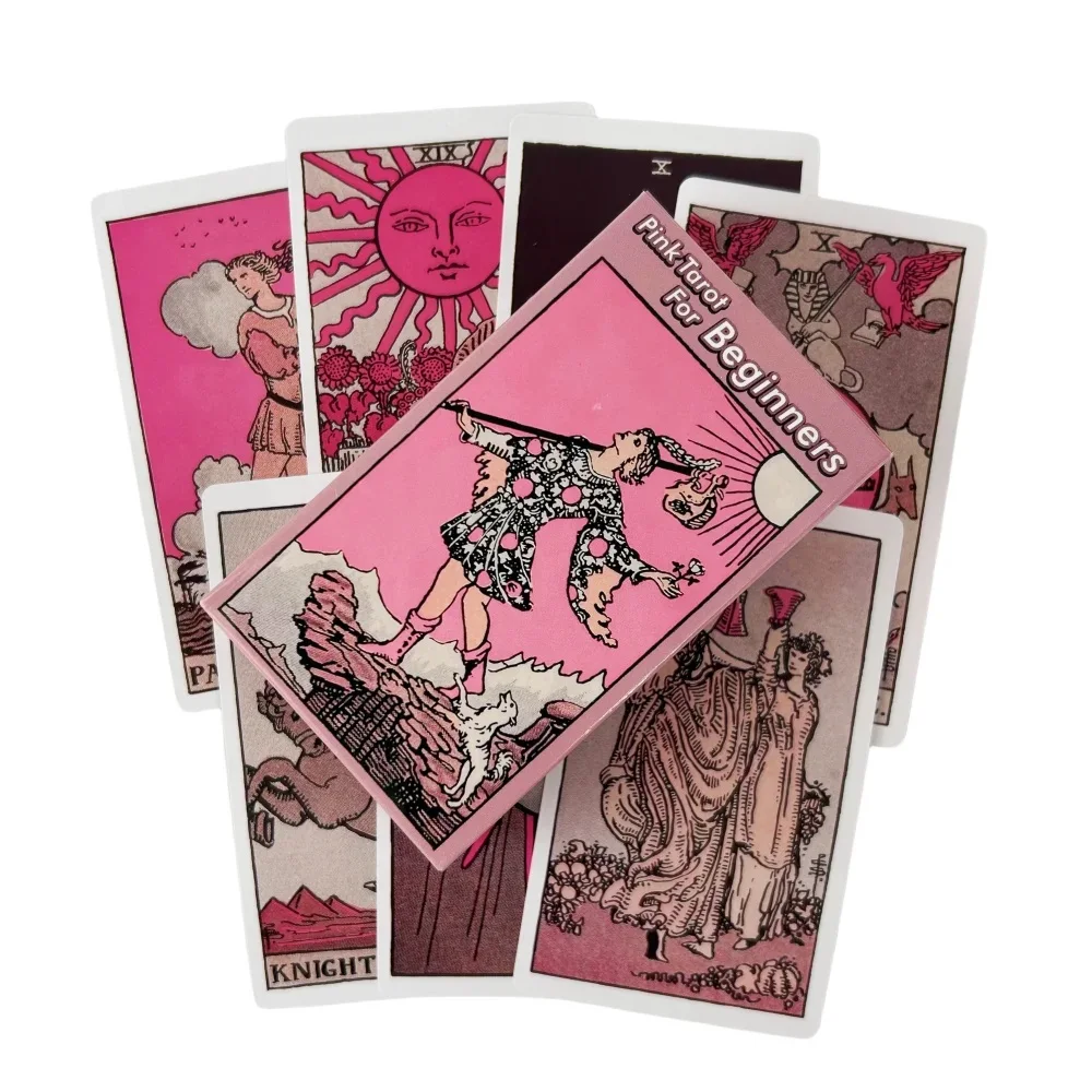 Gioco di carte dei tarocchi Pink Rider per principianti Mazzo di divinazione Versioni inglesi Edizione Oracle Gioco da tavolo da tavolo per la festa