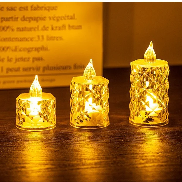 6/12/24pcs Beautiful And Elegant 3pcs Battery-Powered Flameless Candle Lights, For Weddings, Parties, Christmas Decoration