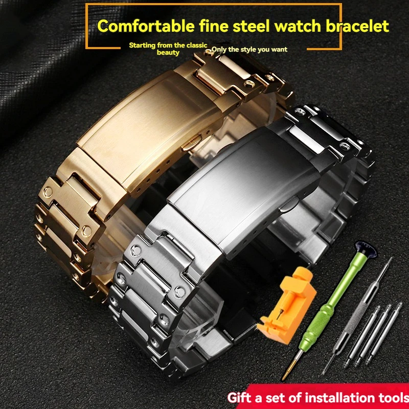 Juego de bisel y banda de diamantes personalizados para Casio G-Shock GM-5600/DW5600/DW5610 |   Set con diamantes Mod Kit |   Actualización de estuche y correa