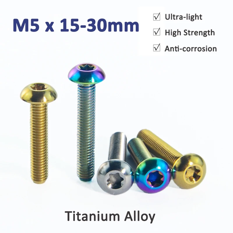 

1pcs Titanium Bolts M5 x 12 15 20 25 30mm Half Round Head Inner Plum Screw for Bicycle Motorcycle Car Refit Repair Bolt Ti Screw