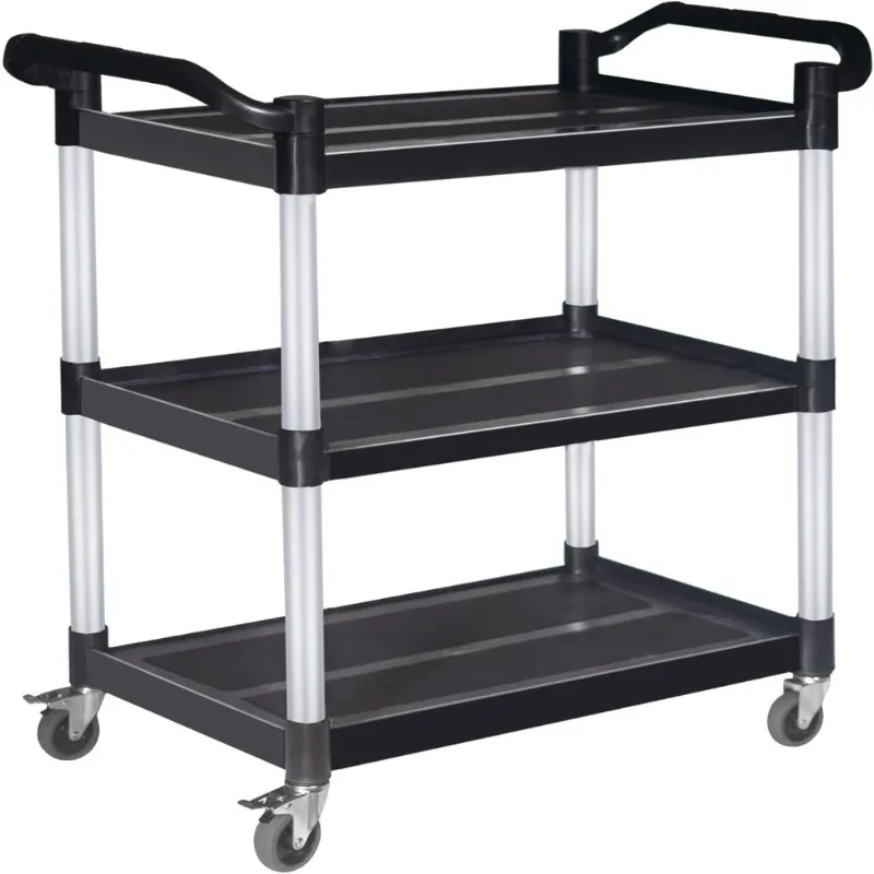 NEW - Plastic Utility Cart with Wheels Lockable, Heavy Duty Restaurant Cart, Service Cart