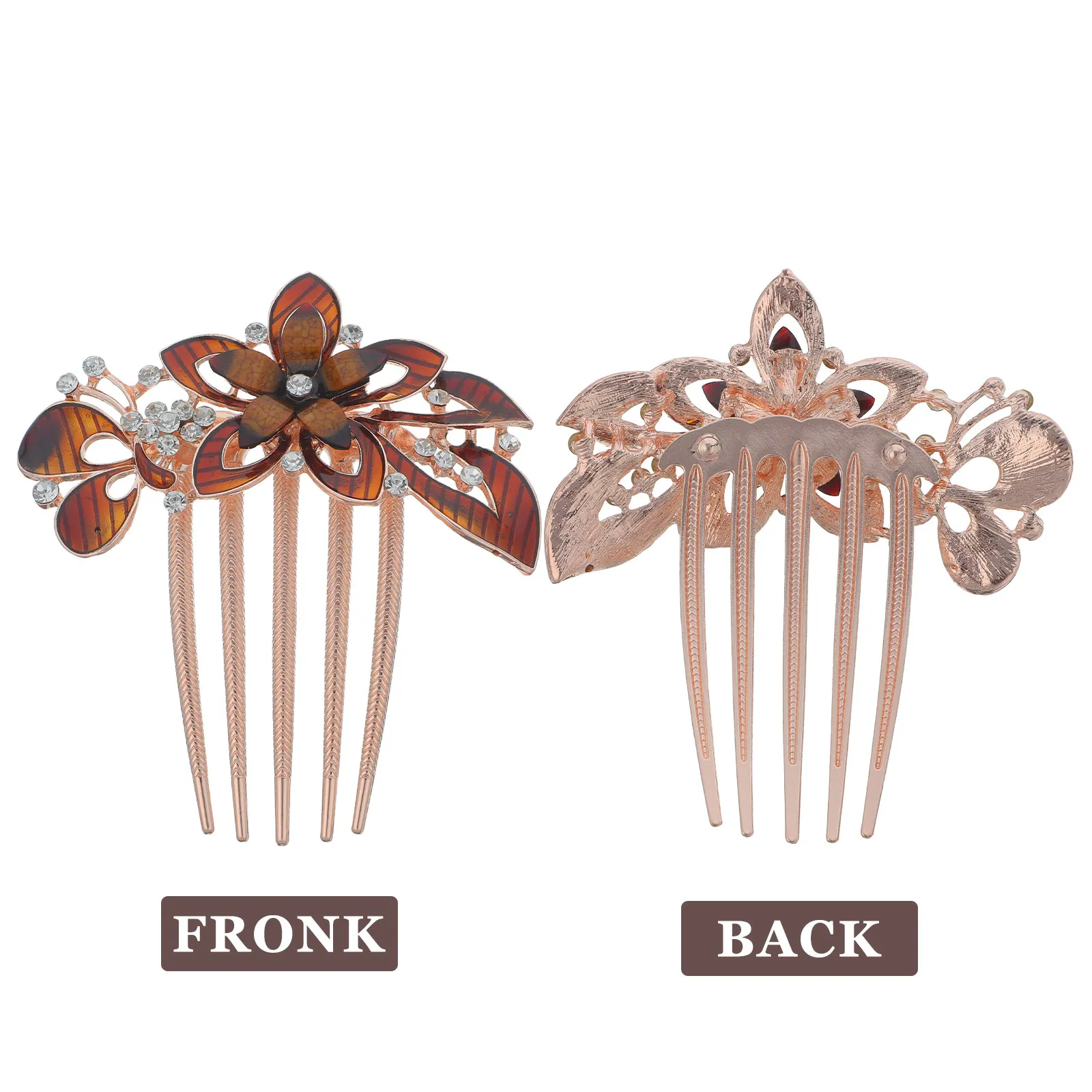 Five Tooth Wide Tooth Hair Comb Matte Metal Finish Hair Accessories for Women Secure Updo Bun Styling Party Wedding Hairpin