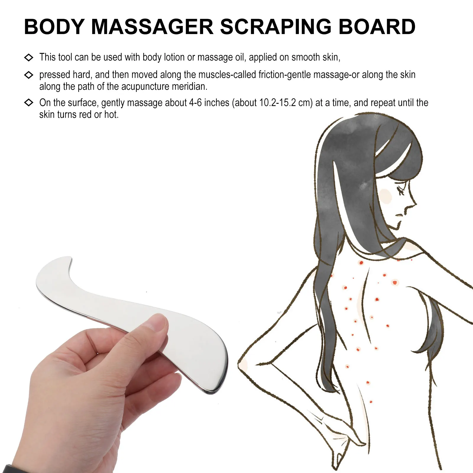 

Stainless Steel Gua Sha Massage Tool Durable Practical Acupressure Back Healthier Microcirculation Blood Vessels