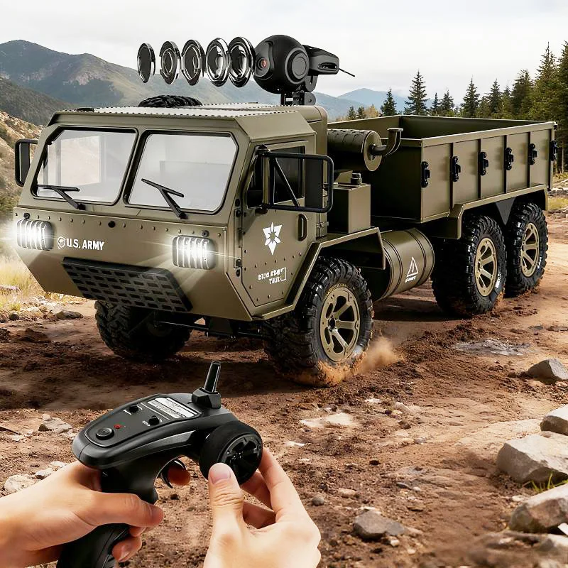 6WD RC Truck with HD Camera 2.4G Remote Control Car Off-road Crawler Transport Vehicle Rechargeable Kids Toy Truck Birthday Gift
