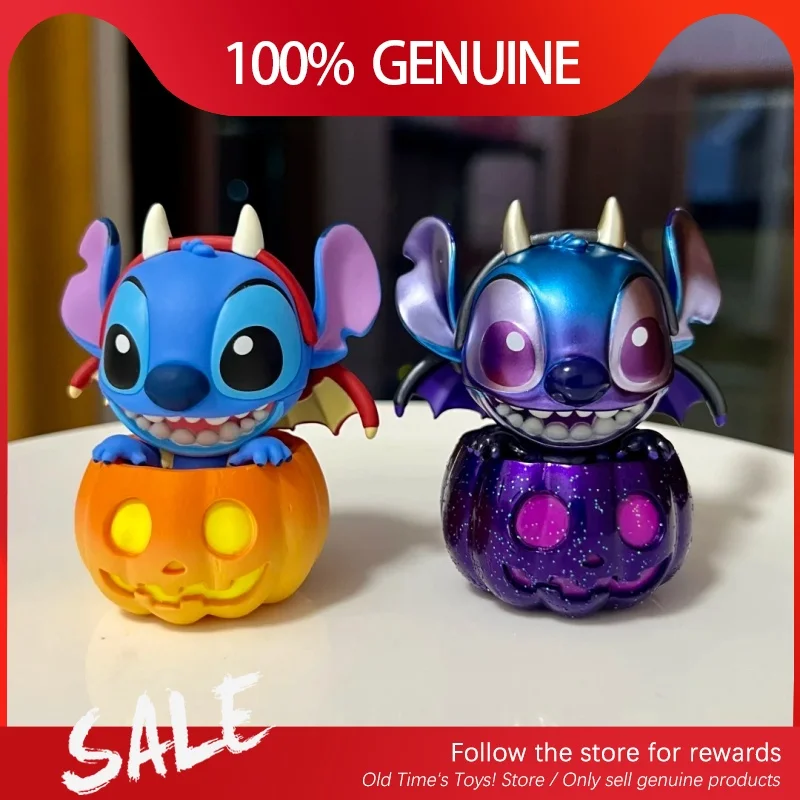 Genuine Mickey Mouse And Friends Pumpkin Series Blind Box Cute Cartoon Stitch Mickey Figures Halloween Surprise Gifts For Kids