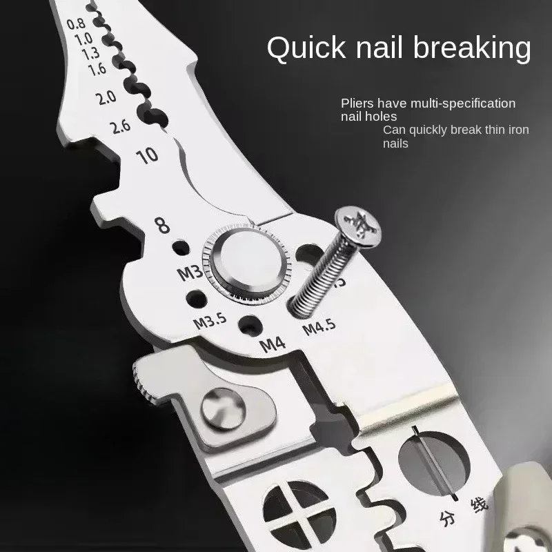 Industrial Wire Stripper 28 In 1 Multifunction Electrician Pliers Crimping Tool Cable Cutter for Electrical Gray Workshop