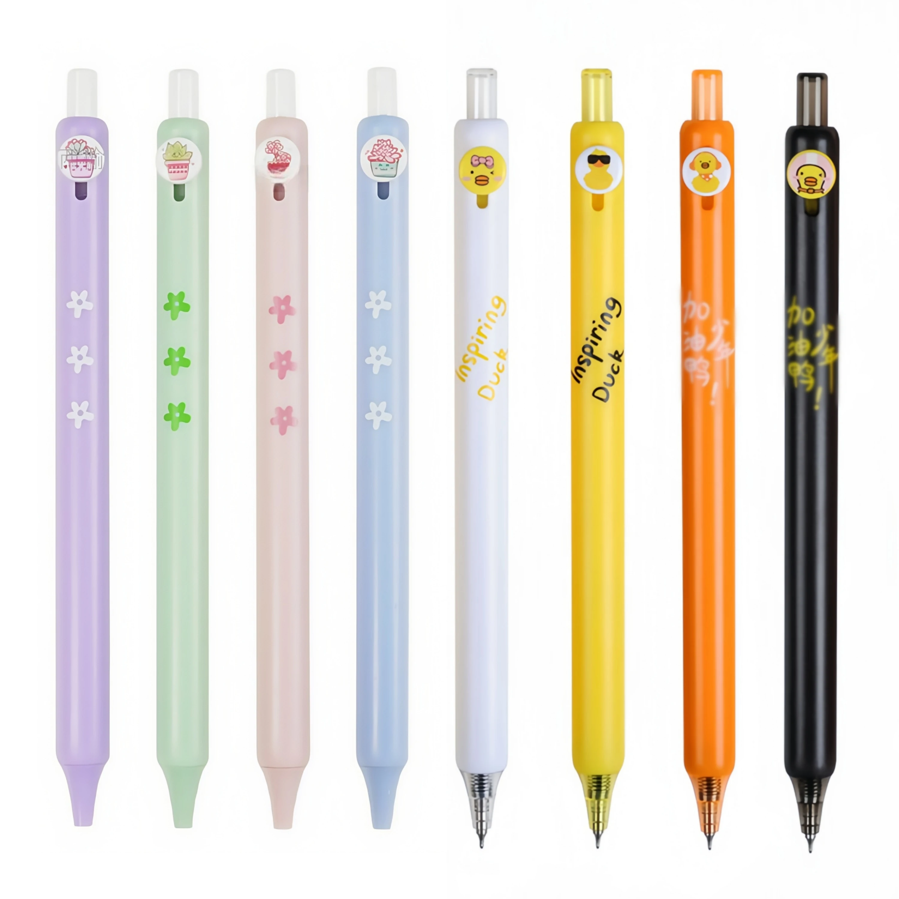 

8Pcs Funny Gel Pens with Button, 0.5mm Fine Point Black Pens, Smooth Writing Without Ink Breakage, Fun Pens, Nice Choice for Gifts