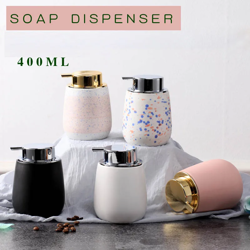 White Ceramic Soap Dispenser Kitchen Liquid Pump Dispenser Bath Shower Bottle For Home Toilet Gel Kit Bathroom Accessories Sets