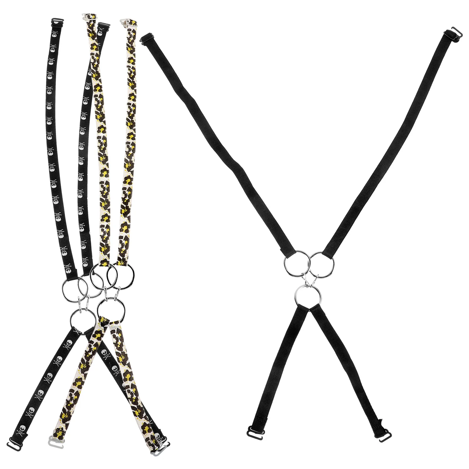 

3pcs Adjustable Bra Straps Women Elastic Extension Shoulder Black Leopard Print Polyester Fashion Accessories