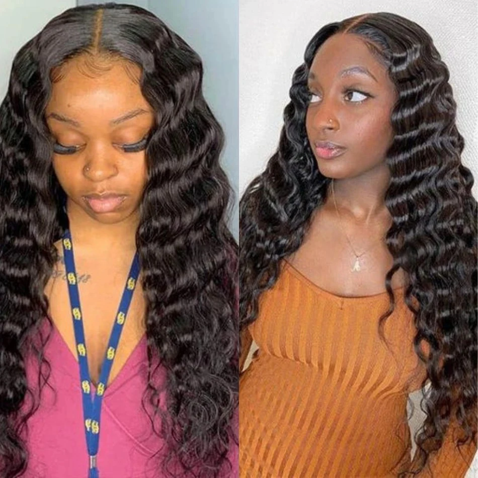 8-30 inch Deep Wave Hair Bundles 13X4 Frontal Closure Lace Frontal  Human Hiar With Bundles Raw Hair Bundles Natural color