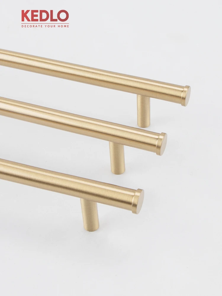 KEDLO Solid brass gold long handle kitchen cabinet brushed brass Pull modern minimalist drawer handle