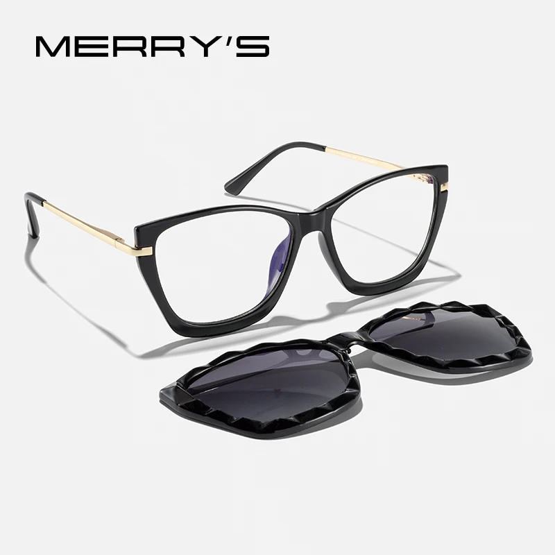 

MERRYS DESIGN Women Polarized Clip Glasses Frame Fashion Cat Eye Glasses Frames With Polarized Clip Eyeglasses S2520