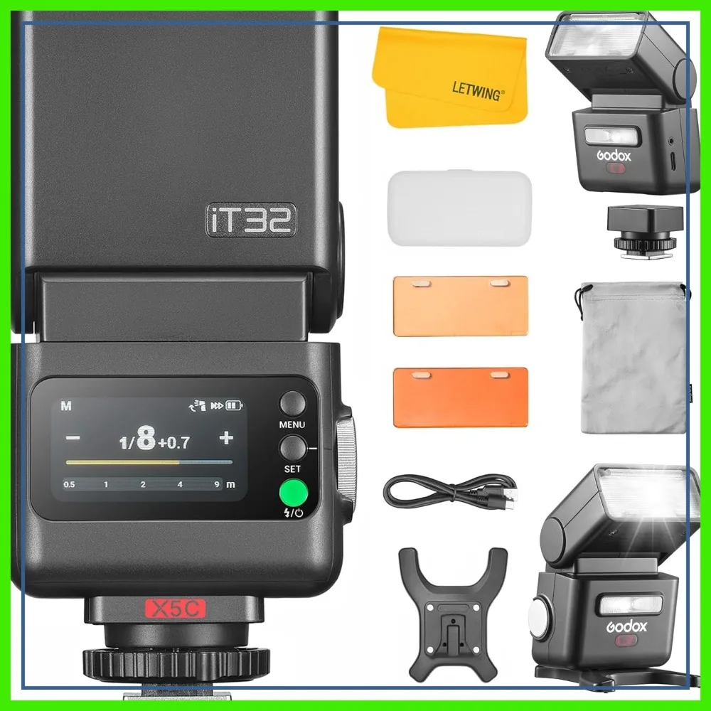TTL Camera Flash，Wireless Trigger for Canon,2.4G HSS 1/8000s,Built-in Receiver,510 Flashes,LED Modeling Light,Magnetic Hotshoe