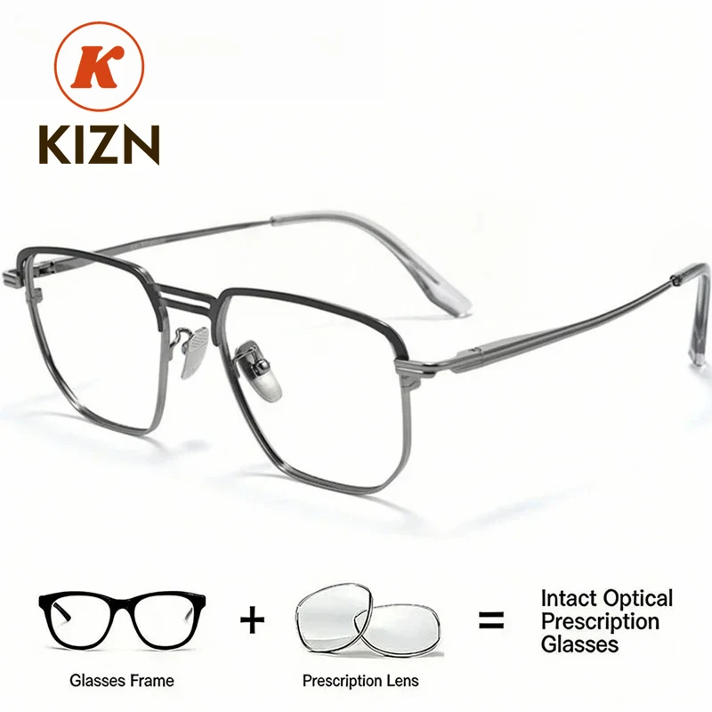 

Очки KIZN 2026 Classic Pilot: Прогрессивные, по рецепту, ультралегкие, титановые, для коррекции близорукости, модные оптические очки для мужчин