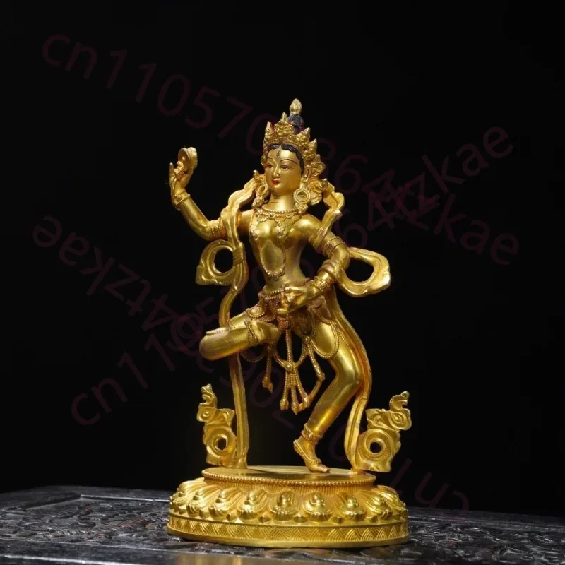 Nepal Gilded Copper Machig Labdron Statue - Wisdom Dakini Tibetan Buddhist Deity - Tantric Chod Lineage Figure (21cm / 8.3