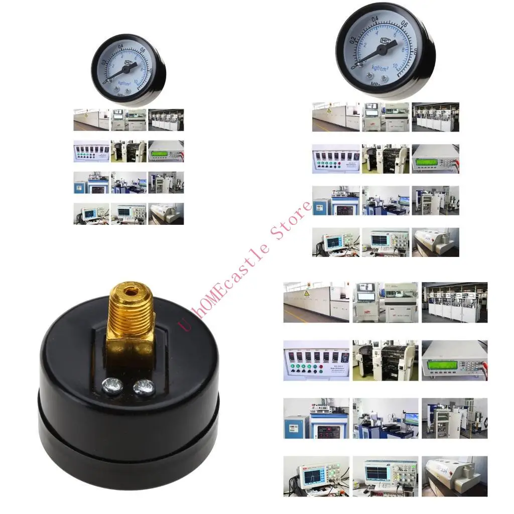 63HF Pressure Gauge 1/4 Thread Aluminum Pressure Meter Air Pressure Gauge Back Mount Iron for-Shell & Aluminum Thread