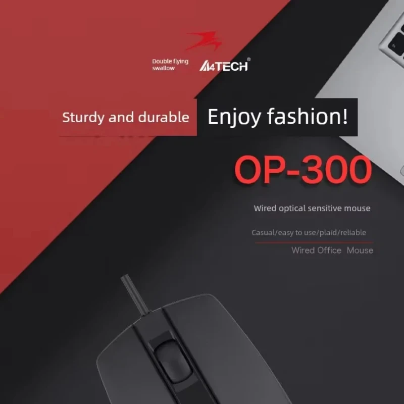 A4Tech OP-300 Wired Optical Office Mouse Single Mode 3-Button USB 1200DPI Business Office E-sports Mouse Laptops Accessories