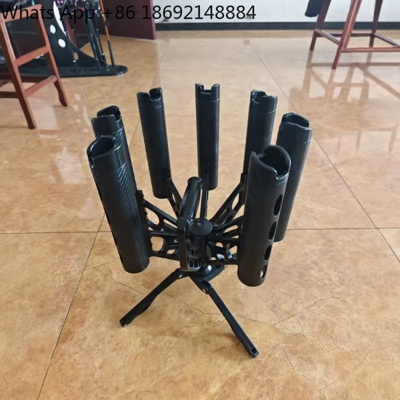 

360 degree rotating seven collet fishing rod pole holder