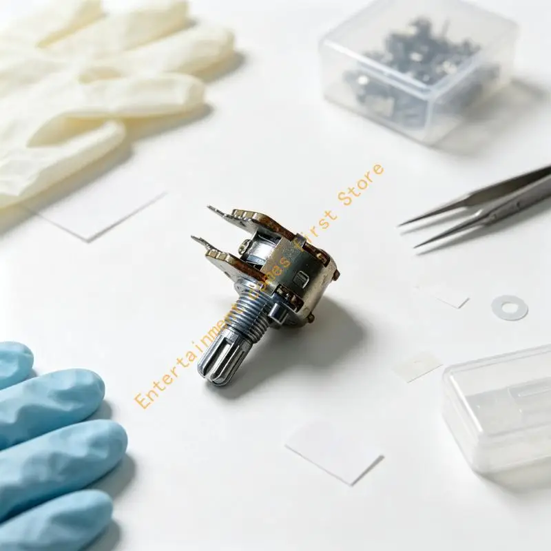 Panel Mount Potentiometer With Threaded Shaft and Solder Terminals, Single Manual Adjustment Component for Electronic Keyboard